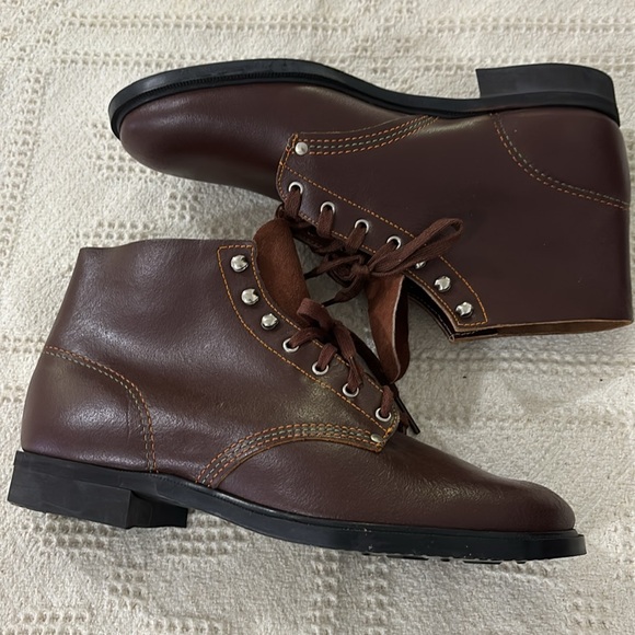 Hand Made Brown Leather Lace Up Boots Size‎ 7 main image 8